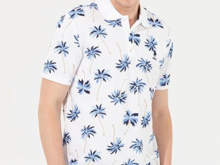 US Polo Assn. Printed Palm Tree Pattern Polo Neck T-Shirt - Men on Sale