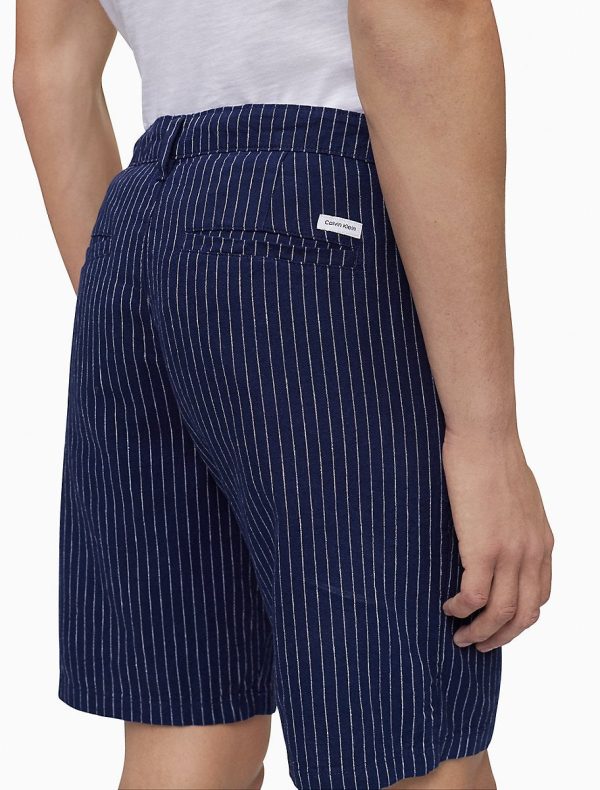 Calvin Klein Striped Linen Cotton Shorts - Men Online Sale