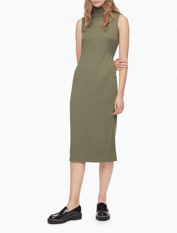 Calvin Klein Sleeveless Ribbed Midi Dress - Women Hot on Sale