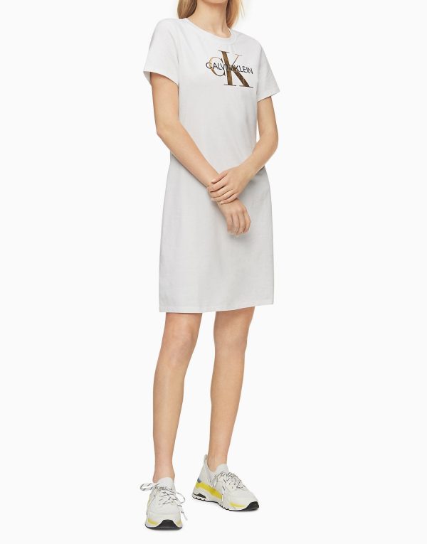 Calvin Klein Metallic Monogram Logo T-Shirt Dress - Women For Discount