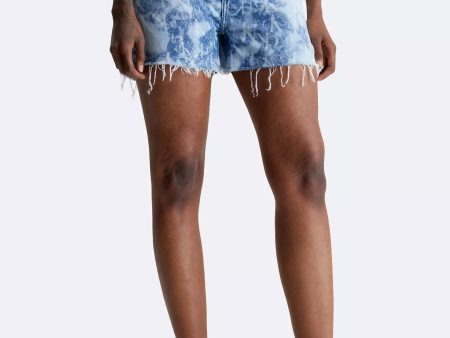 Calvin Klein Bleached Denim Mom Shorts - Women Online Sale