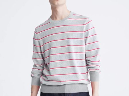 Calvin Klein Supima Cotton Mini Stripe Monogram Logo Sweater - Men For Sale