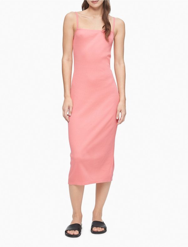 Calvin Klein Strappy Ribbed Midi Dress - Women Online now