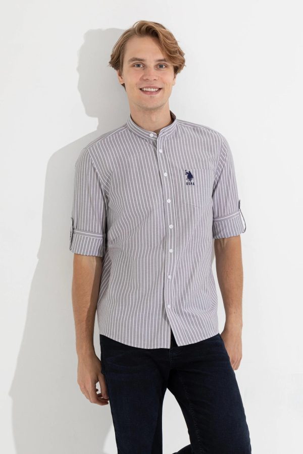 US Polo Assn. Strips Regular Shirt Long Sleeve With A Single Pocket - Men For Cheap