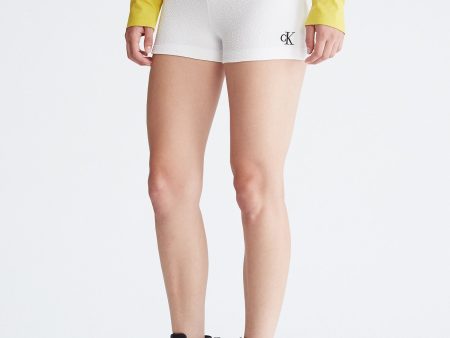 Calvin Klein Slub High Rise Monogram Logo Shorts - Women Discount