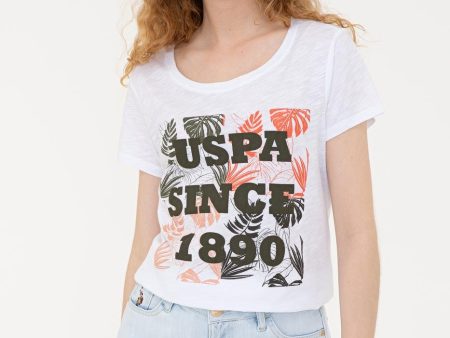 US Polo Assn. Crew Neck T-Shirt USPA Green Print - Women on Sale