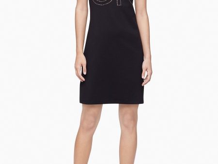 Calvin Klein Rhinestone Logo Short Sleeve T-Shirt Dress - Women Supply