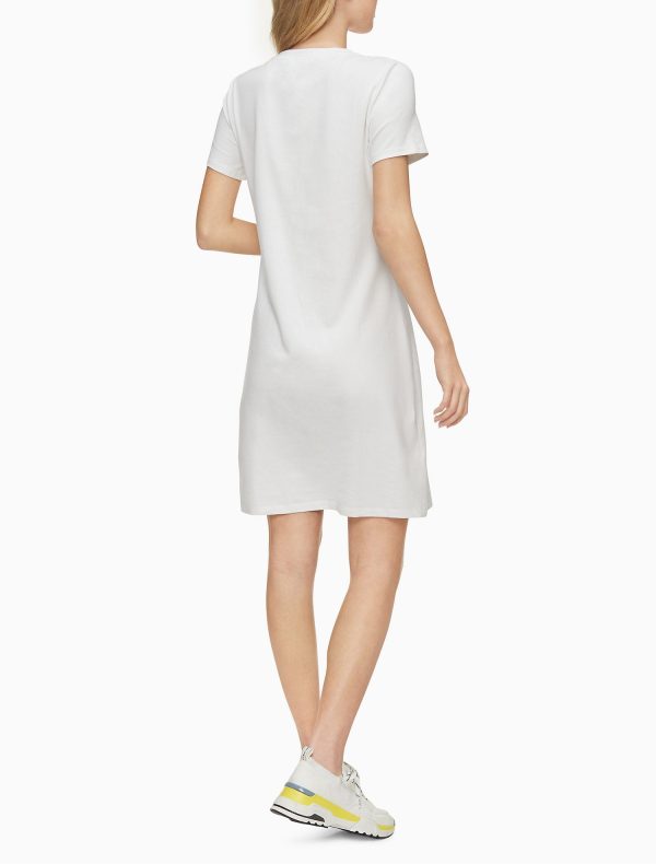 Calvin Klein Metallic Monogram Logo T-Shirt Dress - Women For Discount