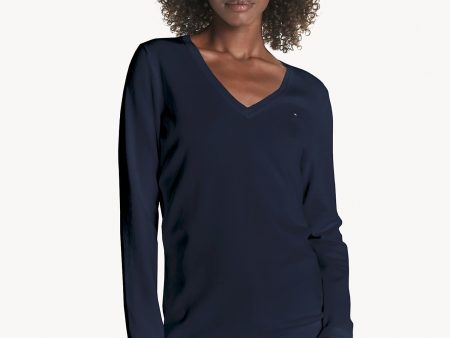 Tommy Hilfiger Essential Solid V-Neck Sweater - Women For Sale