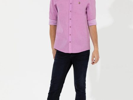 US Polo Assn. Slim Plain Shirt Long Sleeve Small Logo - Men Online Sale