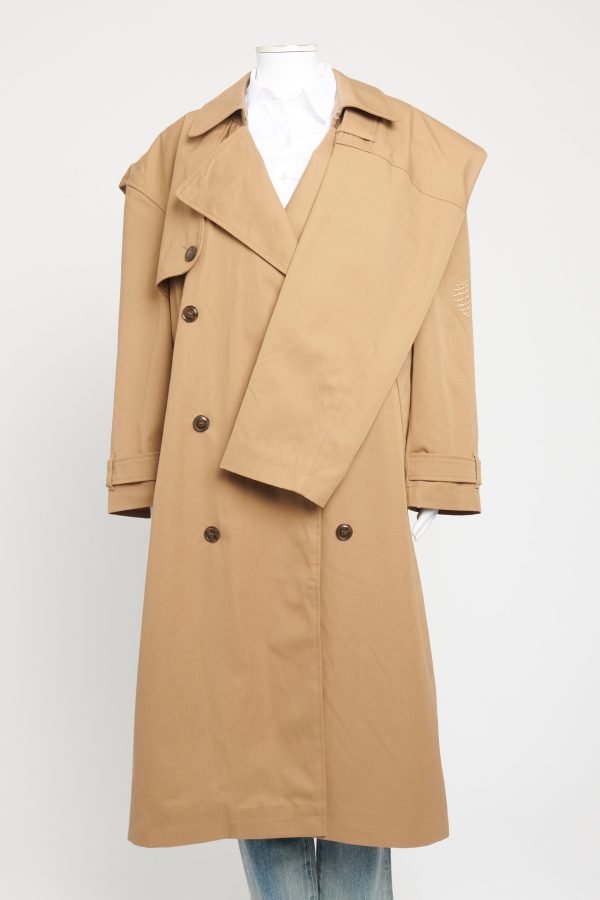 Beige Cotton Preowned Oversized Trench Coat For Discount