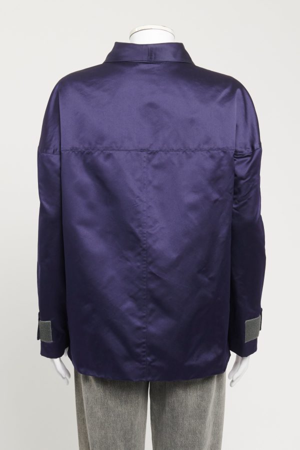 2006 Blue Silk Preowned Harrington Jacket Online now