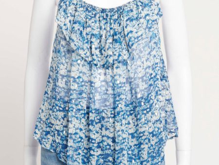 Blue and White Silk Ruffle Preowned Camisole Online now