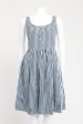 Blue Cotton Preowned Striped Button Up Dress For Sale