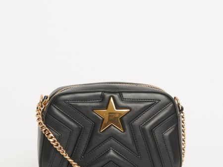 Black Vegan Leather Star Preowned Camera Bag For Cheap