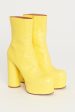 Yellow Leather Preowned Platform Boots Online Sale