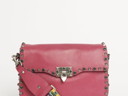 Berry Rolling Rockstud with Guitar Strap Preowned Bag Hot on Sale