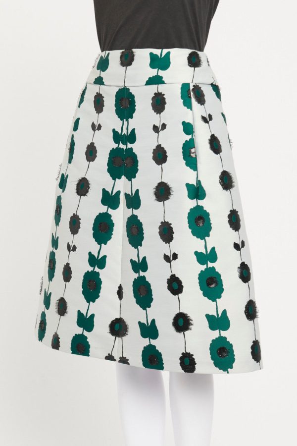 Duck Egg Blue Floral Preowned Skirt For Discount