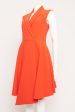 Red Notched Lapel Asymmetrical Preowned Dress For Discount