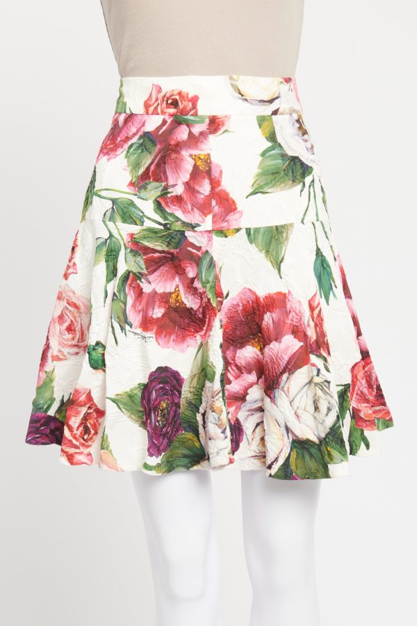 Floral Print Preowned Mini Skirt Online Hot Sale