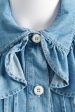 Blue Denim Preowned Ruffled Shirt For Discount