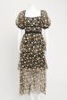 Black Mesh Gown with Floral Gold Sequin Embellishment Hot on Sale