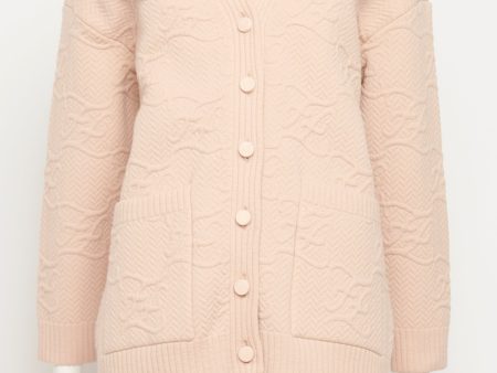 Pink Karligraphy Jacquard Preowned Cardigan Cheap