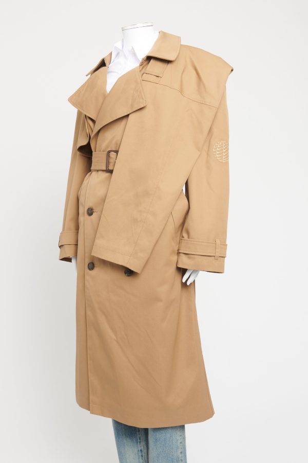 Beige Cotton Preowned Oversized Trench Coat For Discount