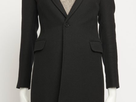 2015 Runway Black Wool Preowned Coat For Cheap