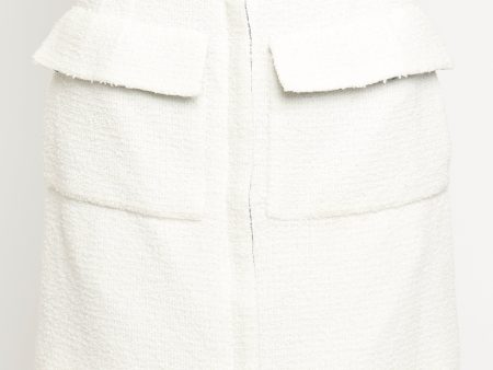 2020 White Tweed Preowned Button Up Skirt Sale