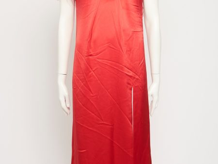 Red Yoshina Feather Preowned Dress For Cheap