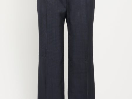 Navy Straight leg Preowned Trousers For Discount