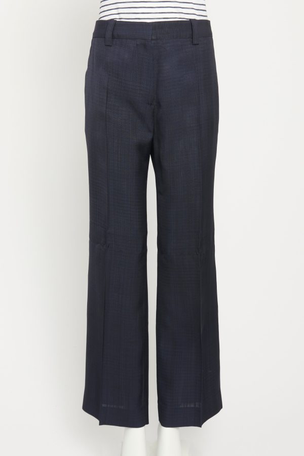 Navy Straight leg Preowned Trousers For Discount