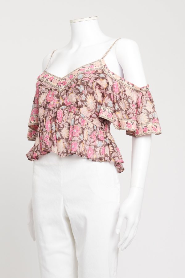 Pink Cotton Garuva Preowned Floral Top Online Sale