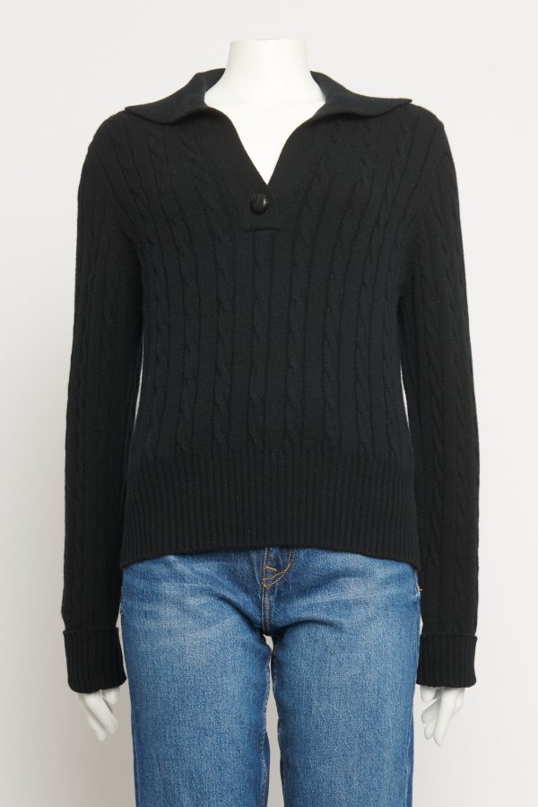 Black Cable Knit Preowned Cashmere Jumper Online