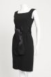 Black Wool Ribbon Sash Preowned Knee Length Dress Supply