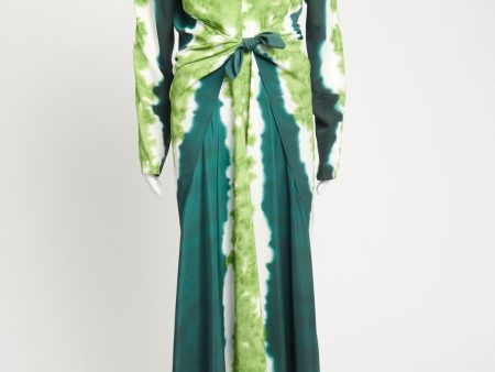 2022 Green Adika Tie-Dyed Ruched Preowned Maxi Dress Discount