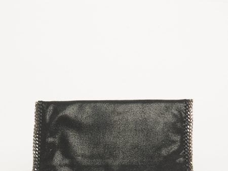 2012 Black Faux Suede Preowned Falabella Clutch Bag For Sale