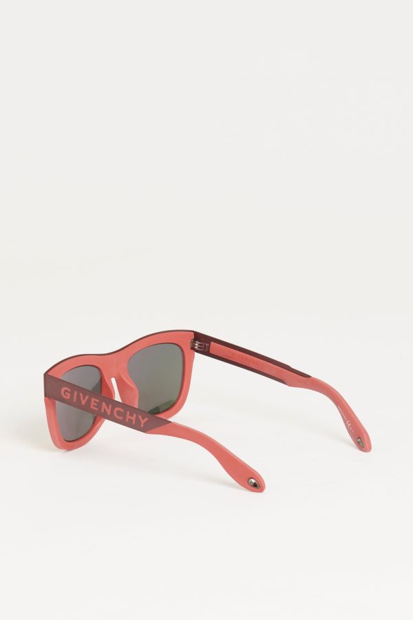 Red Rubber Frame Preowned Square Sunglasses For Sale