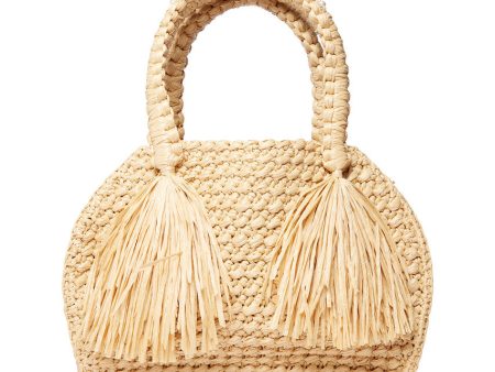 Tan Raffia Large Tote Bag with Embellishment Sale