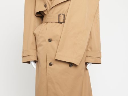 Beige Cotton Preowned Oversized Trench Coat For Discount