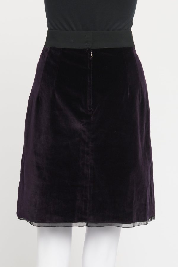 Purple Velvet Tassle Preowned Knee Length Skirt For Cheap