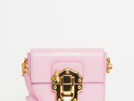 Lucia Pink Lizard Embossed Preowned Bag Supply