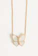 Yellow 18K Gold Mother of Pearl & Diamond Butterfly Pendant Necklace Online now