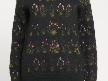 Black Preowned Knit Jumper With Floral Print Sale