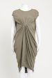 Khaki Green Preowned Gathered Dress For Discount