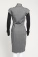 Grey Wool Contrast Ribbed Sleeve Preowned Shift Dress Discount