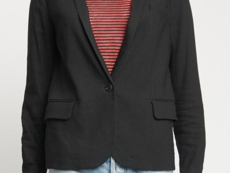 Black Linen Single Button Preowned Blazer on Sale