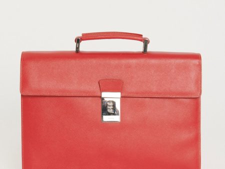 Red Leather Preowned Satchel Briefcase Bag Online Hot Sale