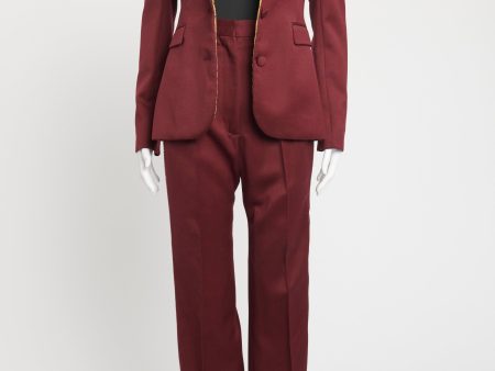 Burgundy Snakeskin Wool Preowned Suit Set Online